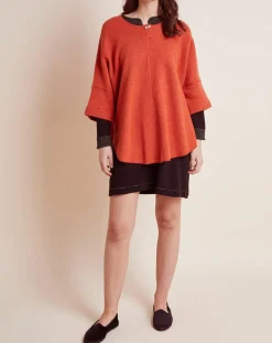 Femme Le Chat Poncho en Laine mélangée Etoffe cannelle/gris