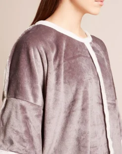 Femme Le Chat Poncho en Velours Cocoon gris/écru