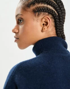 Femme Cashmere Tribu Poncho large 100% Cachemire col roulé Lola nuit