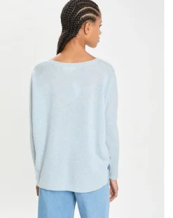 Femme Cashmere Tribu Poncho large 100% Cachemire col rond Alizée icy blue