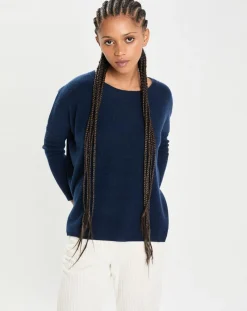 Cashmere Tribu Poncho large 100% Cachemire col rond Alizée nuit