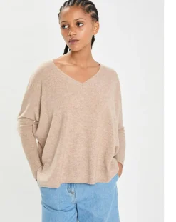 Femme Cashmere Tribu Poncho large 100% Cachemire col V Emma chestnut