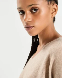 Femme Cashmere Tribu Poncho large 100% Cachemire col V Emma chestnut