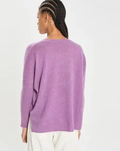Femme Cashmere Tribu Poncho large 100% Cachemire col rond Alizée orchidée