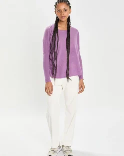 Femme Cashmere Tribu Poncho large 100% Cachemire col rond Alizée orchidée