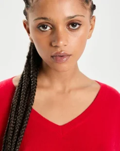 Femme Cashmere Tribu Poncho large 100% Cachemire col V Emma cerise