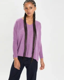 Femme Cashmere Tribu Poncho large 100% Cachemire col V Emma orchidée