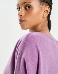 Femme Cashmere Tribu Poncho large 100% Cachemire col V Emma orchidée