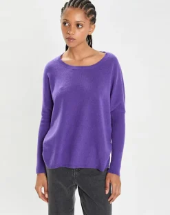 Femme Cashmere Tribu Poncho large 100% Cachemire col rond Alizée grape