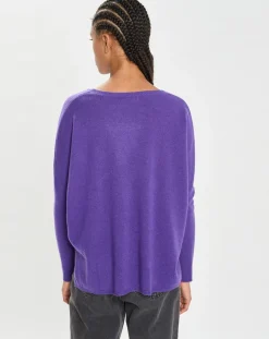 Femme Cashmere Tribu Poncho large 100% Cachemire col rond Alizée grape