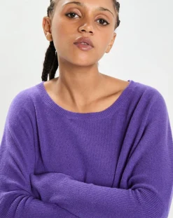 Femme Cashmere Tribu Poncho large 100% Cachemire col rond Alizée grape