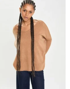 New Cashmere Tribu Poncho large 100% Cachemire col V Emma mocha