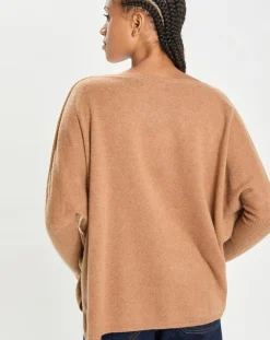 New Cashmere Tribu Poncho large 100% Cachemire col V Emma mocha