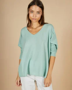 Discount Cashmere Tribu Poncho large 100% Cachemire Emma col V amande