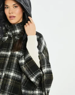 Femme Lauren Vidal Poncho Tylan à carreaux noir