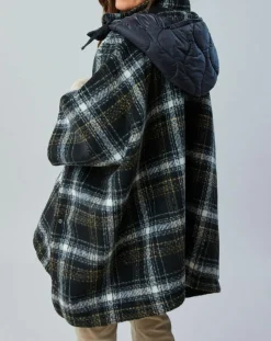 Femme Lauren Vidal Poncho Tylan à carreaux noir