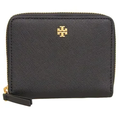 Femme Tory Burch Portefeuille en Cuir Emerson noir - 11.5x9x2.5 cm