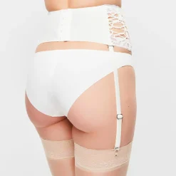 Hot La Perla Porte-jarretelles en Soie mélangée Desert Rose blanc cassé