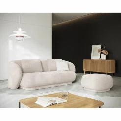 Mazzini Sofas Pouf Linden Chenille beige - 65x65x39 cm