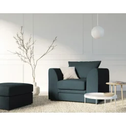 Online Mazzini Sofas Pouf Quince bleu - 64x64x37 cm