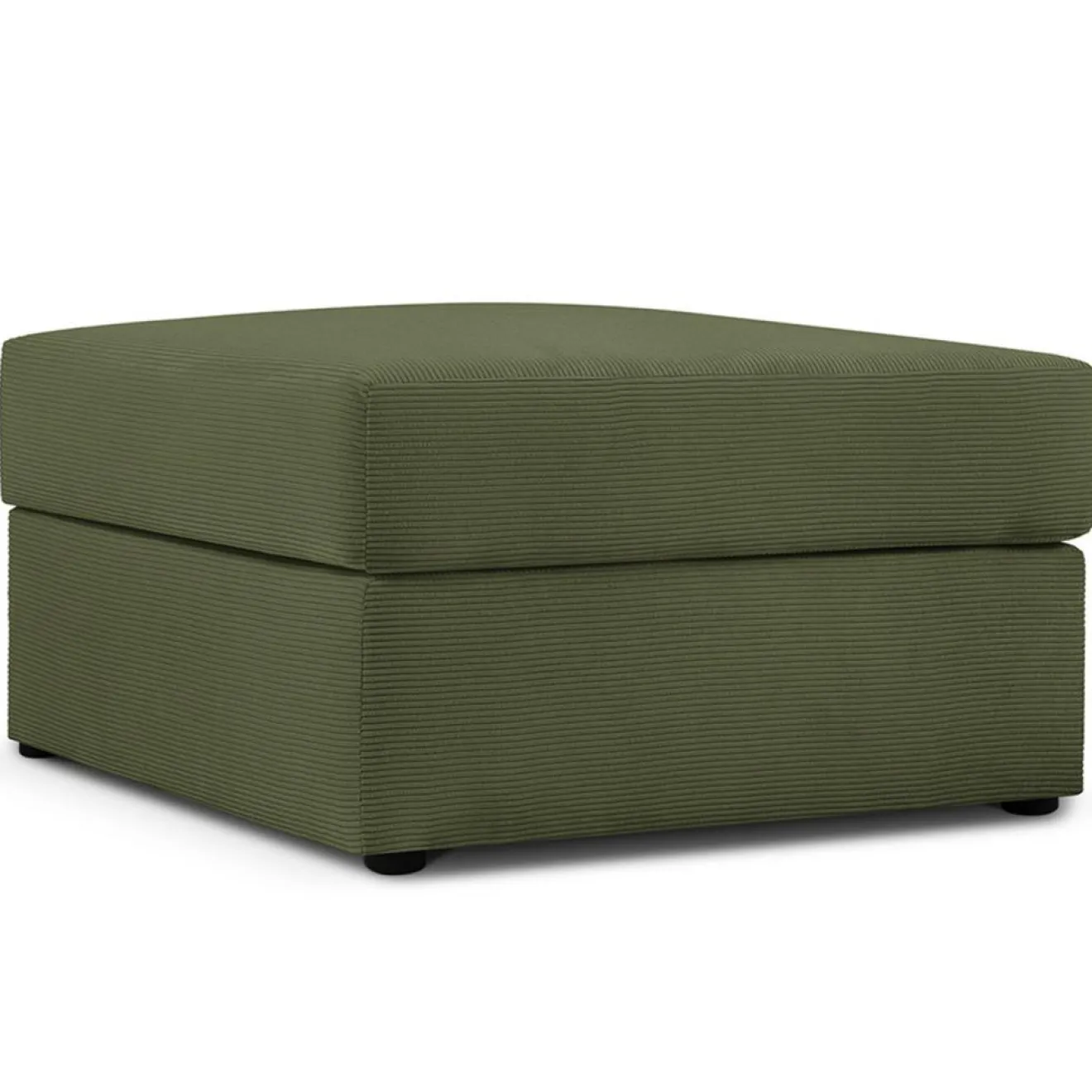 Mazzini Sofas Pouf Quince Velours côtelé vert - 64x64x37 cm