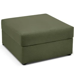 Mazzini Sofas Pouf Quince Velours côtelé vert - 64x64x37 cm