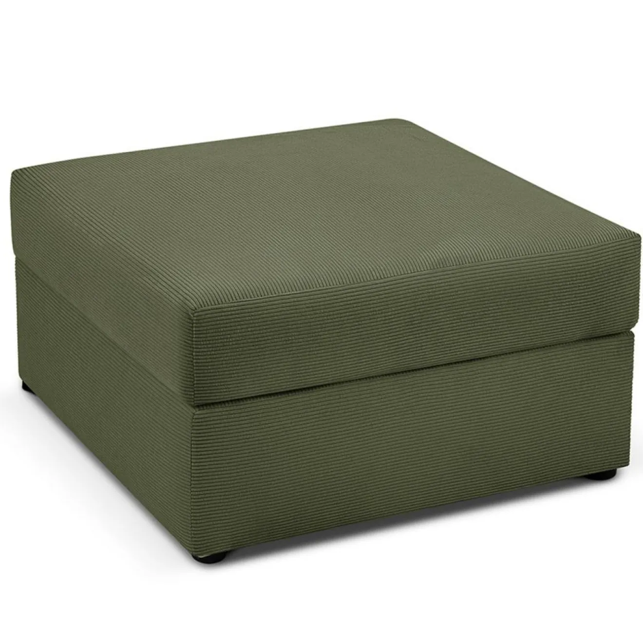 Mazzini Sofas Pouf Quince Velours côtelé vert - 64x64x37 cm