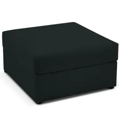 Mazzini Sofas Pouf Quince Velours côtelé noir - 64x64x37 cm