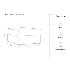 Mazzini Sofas Pouf Quince Velours côtelé noir - 64x64x37 cm