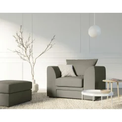 Sale Mazzini Sofas Pouf Quince Velours côtelé gris clair - 64x64x37 cm