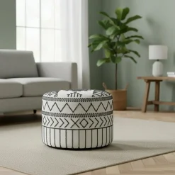 Online Bois & Chiffons Pouf tribal 45 cm de haut Acacia M&M offer Gris argent - 60x60x45 cm