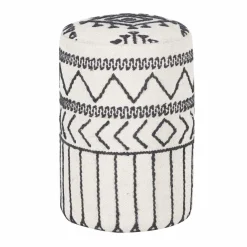 Bois & Chiffons Pouf tribal 55 cm de haut Acacia M&M offer Gris argent - 40x40x55 cm