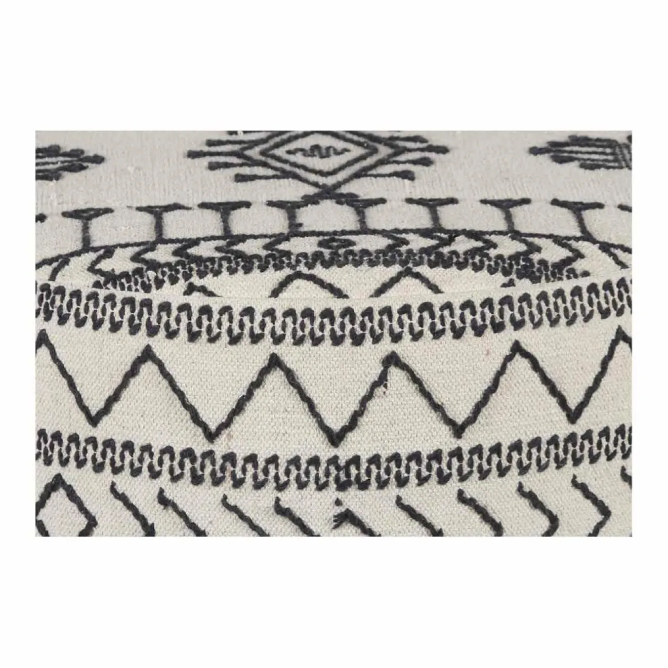 Bois & Chiffons Pouf tribal rond 90 cm Acacia M&M offer Gris argent - 90x90x45 cm