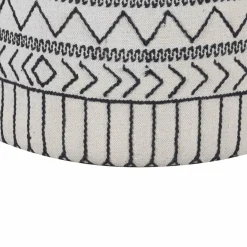 Bois & Chiffons Pouf tribal rond 90 cm Acacia M&M offer Gris argent - 90x90x45 cm