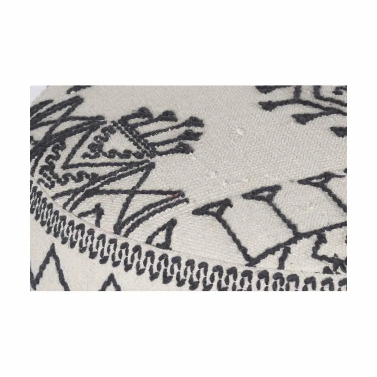 Bois & Chiffons Pouf tribal rond 90 cm Acacia M&M offer Gris argent - 90x90x45 cm