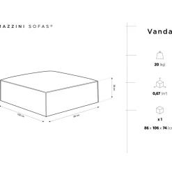 Outlet Mazzini Sofas Pouf Vanda vert bouteille - 100x80x36 cm