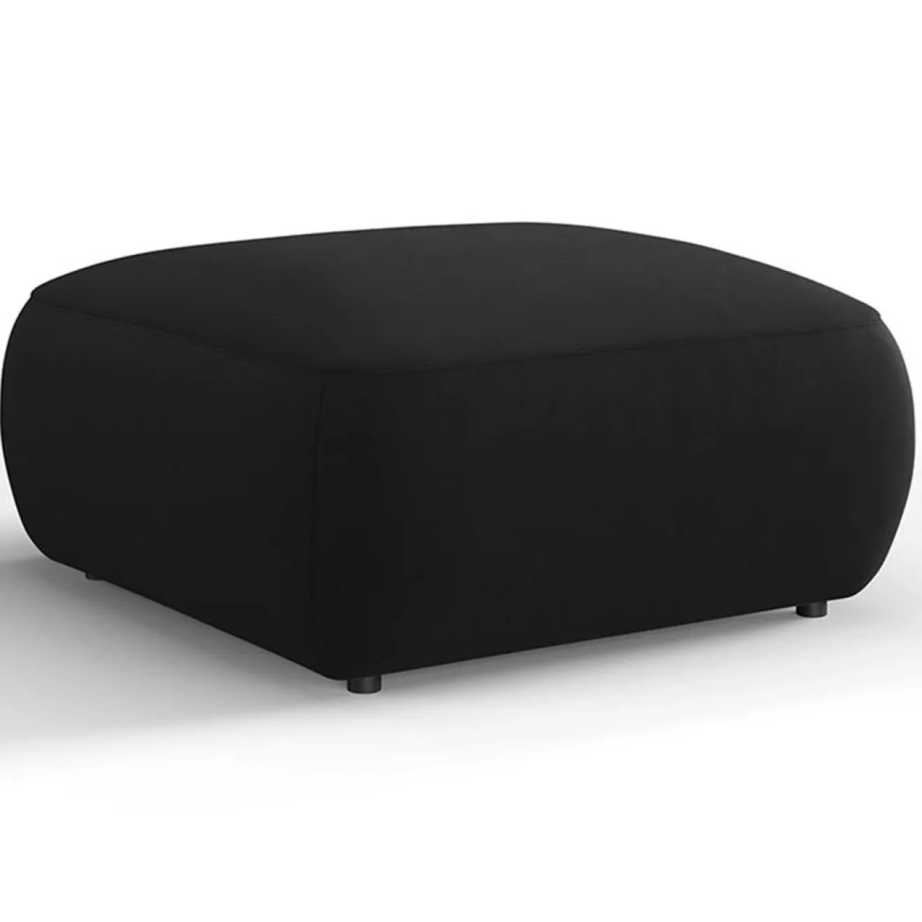 Mazzini Sofas Pouf Velours Jasmin noir - 75x75x36 cm