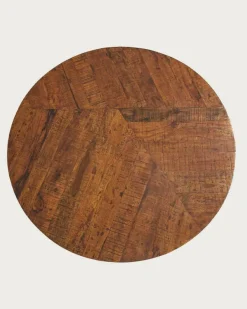 New Uniqka Prague - Table repas ronde en bois massif et pied tulipe doré D110 cm 6 pers