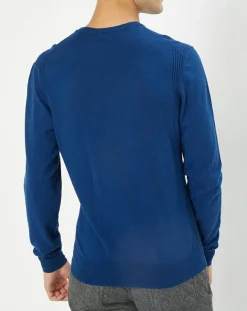 Sale Hackett London Pull 100% Bambou ras du cou bleu