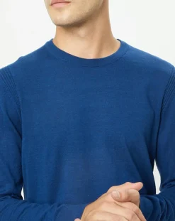 Sale Hackett London Pull 100% Bambou ras du cou bleu