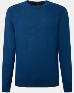 Sale Hackett London Pull 100% Bambou ras du cou bleu