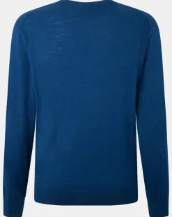 Sale Hackett London Pull 100% Bambou ras du cou bleu