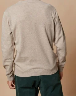 Clearance Oscar et Louise Pull 100% Cachemire 4 fils Antoine col V beige