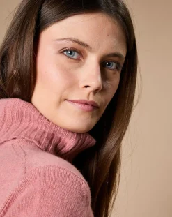 New Oscar et Louise Pull 100% Cachemire 4 fils Audrey col roulé vieux rose