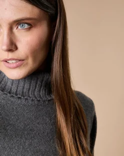 Hot Oscar et Louise Pull 100% Cachemire 4 fils Audrey col roulé anthracite