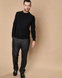 Homme Oscar et Louise Pull 100% Cachemire 4 fils Harry col rond noir