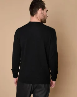 Homme Oscar et Louise Pull 100% Cachemire 4 fils Harry col rond noir