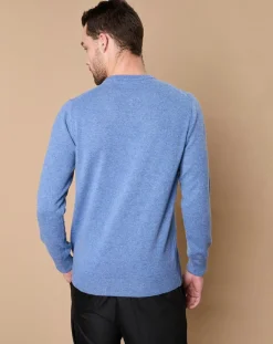 Hot Oscar et Louise Pull 100% Cachemire 4 fils Harry col rond bleu