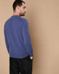 Hot Oscar et Louise Pull 100% Cachemire 4 fils Harry col rond bleu denim