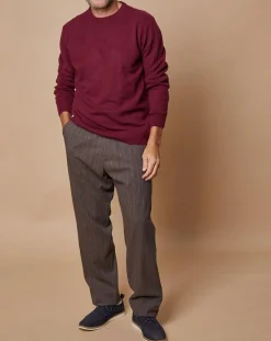 New Oscar et Louise Pull 100% Cachemire 4 fils Harry col rond bordeaux